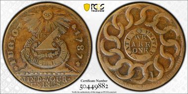 1787 Fugio 1C 8 Pointed Stars XF45BN