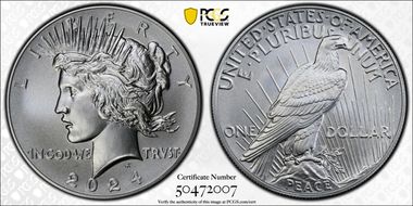 2024 $1 Peace Dollar First Strike MS70