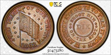 1863 CWT F-208/410a, Flag of Our Union MS64BN