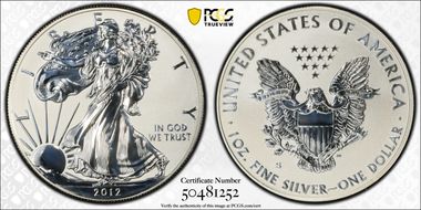 2012-S $1 Silver Eagle Rev PR  75th Anniversary SF Mint Set PR70
