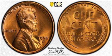 1955-D 1C MS67RD