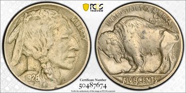 1926-D 5C 2 Feathers FS-401 VF30