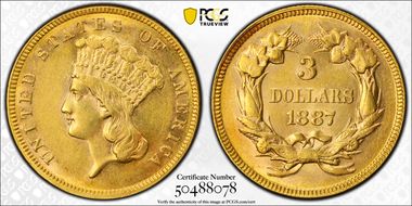 1887 $3 AU58
