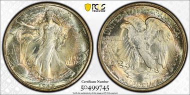 1945-S 50C MS67+ 