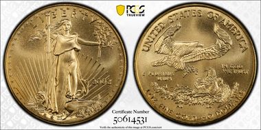 2002 $50 Gold Eagle MS70