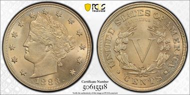 1883 5C With CENTS MS66