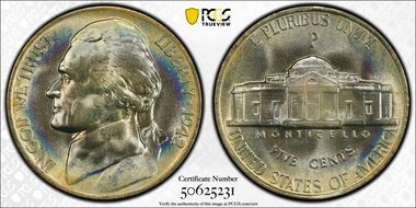 1942-P 5C Silver MS68