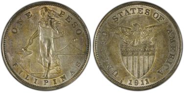 1911-S Peso AU50