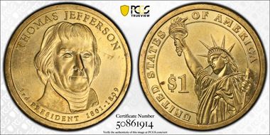 2007-P $1 Thomas Jefferson Position A MS64