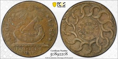 1787 Fugio 1C Newman 13-X AU53BN