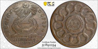 1787 Fugio 1C States United, 4 Cinq XF40BN