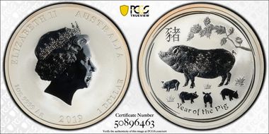 2019-P $1 Year of the Pig Ag MS69