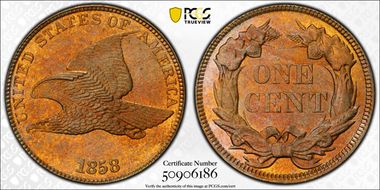 1858 1C Large Letters MS64