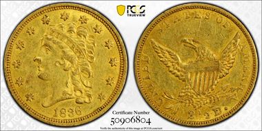 1836 $2.50 Script 8 AU55