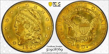 1826 $5 MS65