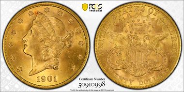 1901-S $20 MS64+ 