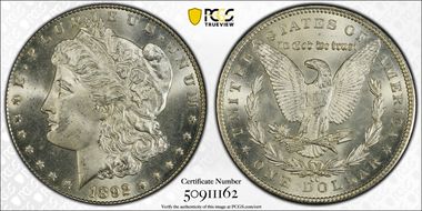 1892-CC $1 MS65+