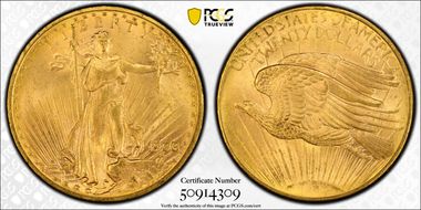 1908-D $20 No Motto MS64+