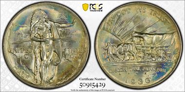 1936 50C Oregon MS68+