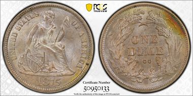 1875-CC 10C Mintmark Above Bow MS66+