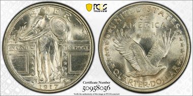 1917-S 25C Type 1 MS67+ FH