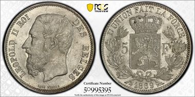 1869 5 Fr KM-24  Ag MS63