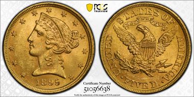 1899 $5 MS64+ 