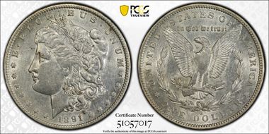 1891-O $1 VAM 1B Pitted Reverse AU53