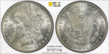 1889 $1 VAM 5A, Pitted Reverse MS64