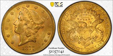 1877-S $20 MS62+