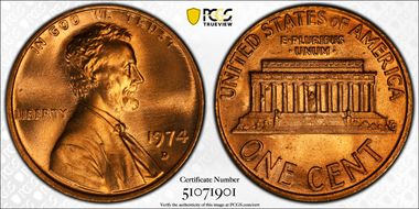 1974-D 1C MS67+ RD