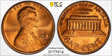 1982-D 1C Zinc Large Date MS67RD