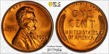 1958-D 1C MS67RD