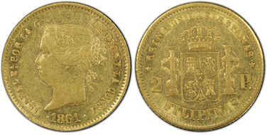 1861 2 Peso AU53