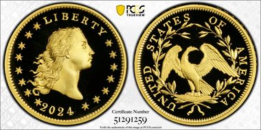 2024 $1 Flowing Hair High Relief Au 230th Anniversary First Strike PR70DCAM