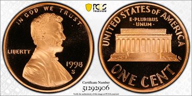 1998-S 1C Close AM  PR69DCAM