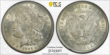 1921 $1 Morgan MS66