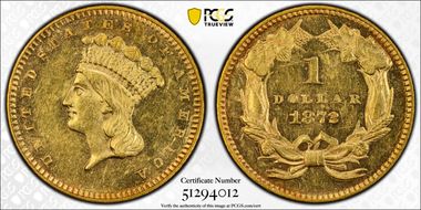 1872 G$1 PR58