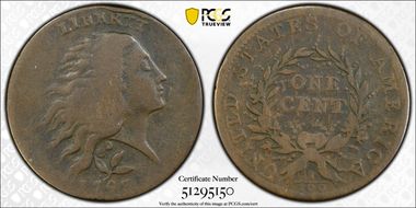 1793 1C Wreath, Vine and Bars VG10BN