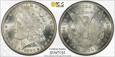 1880-CC $1 8/7 Reverse of 1878 MS66