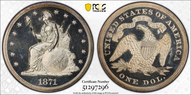 1871 $1 J-1145 PR65CAM