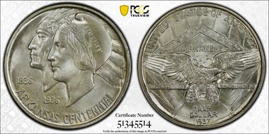 1937-D 50C Arkansas MS67+