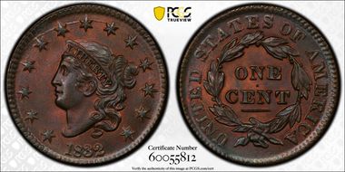 1832 1C Medium Letters MS65RB