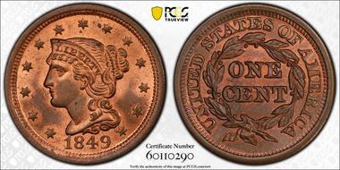 1849 1C MS65+ RB