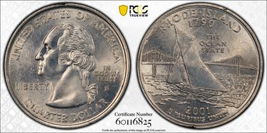 2001-D 25C Rhode Island AU58