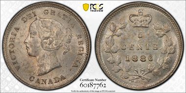 1886 5C Small 6 MS62