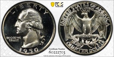 1950 25C PR67CAM