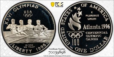 1996-P $1 Rowing PR69DCAM