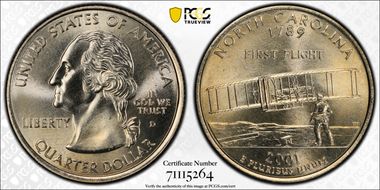 2001-D 25C North Carolina MS68