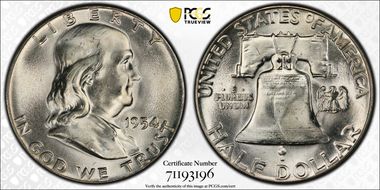 1954 50C Obv Die Clash FS-402 MS65FBL